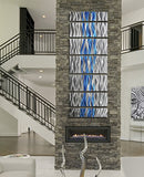 Statements2000 Large Abstract Metal Wall Art Panels Hanging Sculpture by Jon Allen, Silver/Aqua Blue, 68" x 24" - Caliente Aqua
