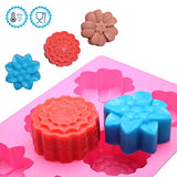 YGEOMER 2 PCS 6 Cavity Assorted Silicone Flower Soap Mold DIY Soap Mold Handmade Chocolate Biscuit Cake Muffine Silicone Mold, with 2 S Hooks as Gift