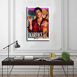 HD Vintage Movie Classic Movies Scarface Canvas Poster Bedroom Decor Sports Landscape Office Room Decor Poster Gift Frame:16×24inch(40×60cm)