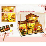 Dollhouse Miniature with Furniture, DIY Wooden Doll House Kit Japanese-Style Plus dust Cover and Music Movement, 1:24 Scale Creative Room Idea Best Gift for Children Friend Lover P007