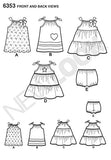 Simplicity Vintage New Look Patterns UN6353A Babies' Dresses and Panties, A (NB-S-M-L)