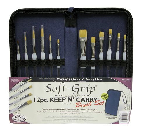Royal Langnickel Keep N' Carry Artist Soft Grip Brush Set with Zippered Case