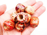 ALL in ONE 100pcs Mixed Painted Drum Barrel Wooden Beads for DIY Project (17x16cm 155gram/100pcs)