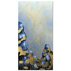 Yotree Paintings, 24x48 Inch Paintings Golden Flower Leaf Pulsation Oil Hand Painting 3D Hand-Painted On Canvas Abstract Artwork Art Wood Inside Framed Hanging Wall Decoration Abstract Painting