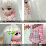 Anime Style Design BJD Dolls 1/6 SD Dolls 11.8 Inch Pretty Ball Jointed Doll with Full Set Including Wig Hair, Makeup, Eyes, Clothes, Shoes, Best Christmas Birthday Gift for Girls Kids (QiHai)