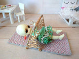 Miniature Baby Play Gym, Dollhouse Nursery Rattan Wicker Center with Hangings