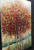 Boiee Art,24x36Inch Hand-Painted Red Birch Trees Vertical Oil Paintings Fall Landscape Artwork Abstract Autumn Tree Canvas Painting Modern Home Decor Art Wood Inside Hanging Wall Decoration Oil Hand Painting