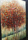 Boiee Art,24x36Inch Hand-Painted Birch Trees in Fall Oil Paintings Red Tree Canvas Wall Art Landscape Artwork Modern Home Decor Art Wood Inside Framed Hanging Wall Decoration Abstract Painting