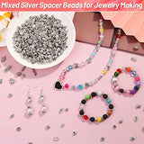 500 Pcs Bracelet Spacer Beads for Jewelry Making, Silver Spacer Beads Bulk Random Styles Loose Spacer Metal Charm for Bracelets, Necklace, Earring Making DIY Jewelry Accessories