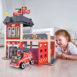 Hape Fire Station Playset| Wooden Dollhouse Kid’s Toy, Stimulates Key Motor Skills And Promotes Team Play (E3023) Multicolor, L: 23.6, W: 11.8, H: 18.8 inch