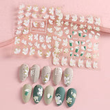 3Pcs Flower Nail Art Stickers Decals 5D Engraved Slider Embossed White Yellow Camellia Water Lotus Flower Nails Designs Manicure for Women Girls (Flower)