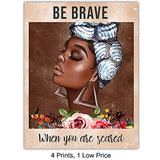 African American Women Wall Art - Be Strong Be Brave Be Badass Poster - Positive Inspirational Quotes - Black Art - Motivational Wall Decor - Encouragement Gifts - African American Woman - Black Women