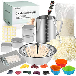 Sntieecr 145 PCS Candle Making Kit, DIY Candle Craft Kit with Wax Candle Dye, Soy Wax, Stainless Steel Bowl, Candle Wicks, Candle Tin and Thermometer, Candle Making Supplies Kit for DIY Candles
