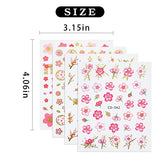 Cherry Blossom Nail Art Stickers 3D Flower Nail Decals Pink Floral Peach Blossom Design Self Adhesive Spring Summer Nail Stickers for Women DIY Acrylic Nail Decoration Manicure Tip