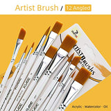 12 PCS Paint Brushes for Acrylic Painting, Nylon Hair Professional Watercolor Brushes for Painting, Oil Paint Brushes Set for Kids and Adults to Create Artists Painting Supplies