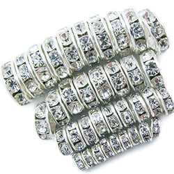 TOAOB 400pcs Clear Rhinestone Spacer Beads Assorted 4mm 6mm 8mm 10mm for DIY making kits