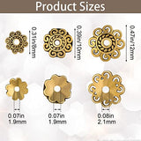 PAGOW 240pcs 8mm/10mm/12mm Spacer Beads Flower Bead Caps Jewelry DIY Findings for Necklace Bracelet Making(Antique Gold,Silver)