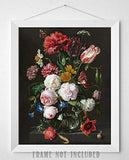 Still Life with Flowers in a Glass Vase, Jan Davidsz. de Heem - 11x14 Unframed Art Print - Great Home Decor and Gift Under $15 for Gardeners
