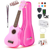 Soprano Ukulele Beginner Pack-21 Inch w/Gig Bag Fast Learn Songbook Digital Tuner All in One Kit