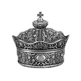 AVESON Creative Vintage Metal Alloy Crown Design Jewelry Box Ring Trinket Case Christmas Birthday Gift, Small