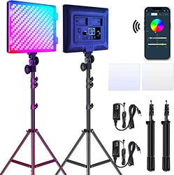 GVM RGB LED Video Lights Photography Lighting Kit, 50W Bi-Color 3200K-5600K Studio Lights, 2-Packs 672 Led Beads APP Control Film Lights Panels for Videography/Streaming/Gaming/YouTube CRI 97+