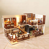 Fsolis DIY Dollhouse Miniature Kit with Furniture, 3D Wooden Miniature House with Dust Cover and Music Movement, Miniature Dolls House kit (M25)