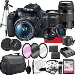 Canon EOS Rebel T7 DSLR Camera with 18-55mm & 75-300mm III Lens Bundle + 64GB Memory,Case, Tripod and More