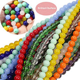 Pamir Tong 720PCS 8mm Glass Round Beads Bulk Crystal Beads Bracelet Beads Making Kit Healing Chakra Beads with 500pcs Space Loose Beads for Jewelry Making and DIY Crafts (8mm Solid&Clear)