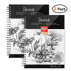 Sketch Book, AGPTEK Art Sketch Book 9''X12", 2 Packs (68lb/100g), Spiral Bound with Easy-to-Remove Pages, Great for Artists, Writers & Illustrators