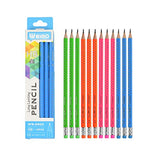 WEIBO Bear Claw Pencils (Pack Of 12) - Fat, Thick, Strong, Triangular Grip Pencils, Graphite, HB Lead With Eraser - Suitable For Kids, Art, Drawing, Drafting, Sketching & Shading (m)