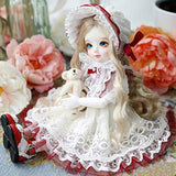 HMANE 3 Pcs Set Girl Doll Clothes Little Red Riding Hood Dress Lace Cute Dress Outfit Set for 1/4 BJD Doll (No Doll)