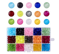 Kissitty About 420pcs/box 15 Color Transparent Frosted Glass Round Beads Set 8mm for Jewelry