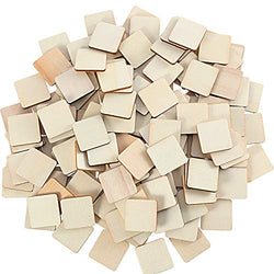 Boao 200 Unfinished Wood Pieces Blank Wood Squares Round Corner Wooden Cutouts for DIY Supplies,