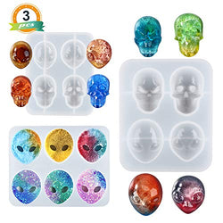 LET’S Resin 3PSC Alien Skull Resin Molds, Silicone Alien Resin Molds with Epoxy Resin Skull Molds, Jewelry Silicone Molds for Pendant, Necklace, Resin Crafts DIY