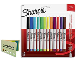 Sharpie 37175PP Permanent Markers, Ultra-Fine Point, Assorted Colors, 12 Pack, Includes 5 Color