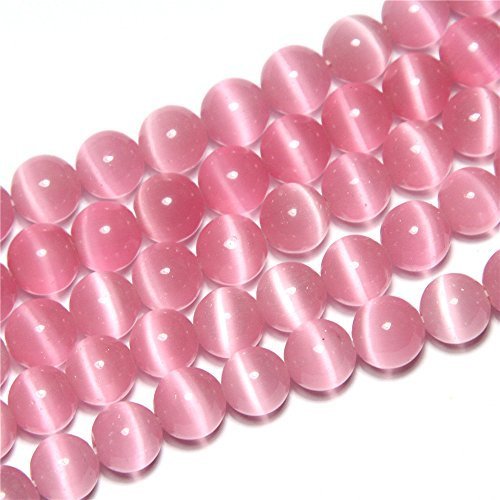 SHG Store 8mm Round Pink Cat Eye Beads Strand 15 Inch Jewelry Handmade DIY Beads