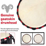 Djembe Drum, AKLOT African Drum Hand-Painted 9.5'' x 20'' Mahogany Goatskin Drumhead for Starter Beginners Adult (Black)