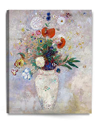 DECORARTS - Study of Flowers in White Vase by Odilon Redon, Oil Painting Reproduction Giclee Print on 100% Cotton Canvas Wall Art for Home Decor 24x30