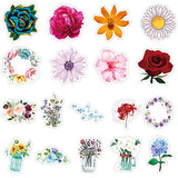 Flower Stickers, 50 Pcs Cute Waterproof Aesthetic Vinyl Stickers for Teens, Adults, Sticker for Laptop, Phone, Skateboard, Travel