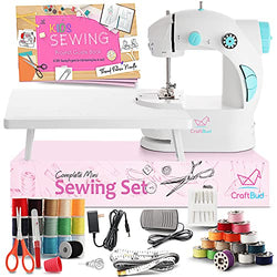CraftBud Mini Sewing Machine for Beginners with Sewing Kit, 48 PC Dual Speed Portable Sewing Machine, Travel Small Sewing Machine Kit, Kids Sewing Machine Ages 8-12 with DIY Sewing Book & More