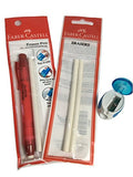 Faber-Castell Pen Mechanical Stick Retractable Eraser Set with 2 Extra Refills + 1 FREE