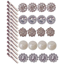 Arlai DIY 6 styles combination Small Clear Rhinestone Buttons Alligator clip Crystal Glass Button
