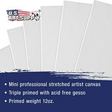 US Art Supply 4" x 4" Mini Professional Primed Stretched Canvas (1-Pack of 24-Mini Canvases)