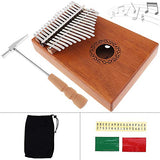 【Happy Shopping Day】OriGlam 17 Key Kalimba Mbira Thumb Piano, Finger Piano/Mbira 17 Tone Musical Toys with Engraved Notation, Hammer, Music Book for Music Lovers Beginners and Child