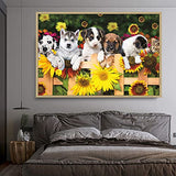 5D Diamond Painting Kits for Adults, DIY Sunflower and Dogs Diamond Art Full Drill Picture Paint by Number, Embroidery Cross Stitch Crafts for Home Wall Decor (14 x 18 inch)