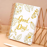 Floral Journal Spiral Notebook Notes Journal College Ruled Womens Notebook Pages, 150 Sheets, 5.6" x 8.3", Perfect for School, Office & Home, Bold Golden Wire Binding, 180°Lay-Flat, White