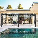 Sunnyglade Patio Pergola Canopy Modern Aluminum Pergola with Adjustable Louvered Gazebo for BBQ, Backyard,Party, Lawn,Garden (10ft X20ft)