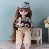 10 Inch Doll 15 Movable Joints Doll 26cm 1/6 Brown Eyeball Artificial Eyelashes Dolls with Fashion Dress for Girls Gift Toy