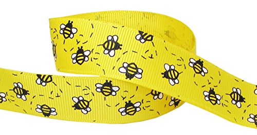 HipGirl Animal Cutie Bee Grosgrain Ribbon for Baby Showers, Hair Bows, Floral Designs, Gift
