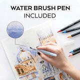 Arteza Real Brush Pens, Watercolor Pencils and Drawing Paper Pad Bundle, Drawing Art Supplies for Artist, Hobby Painters & Beginners